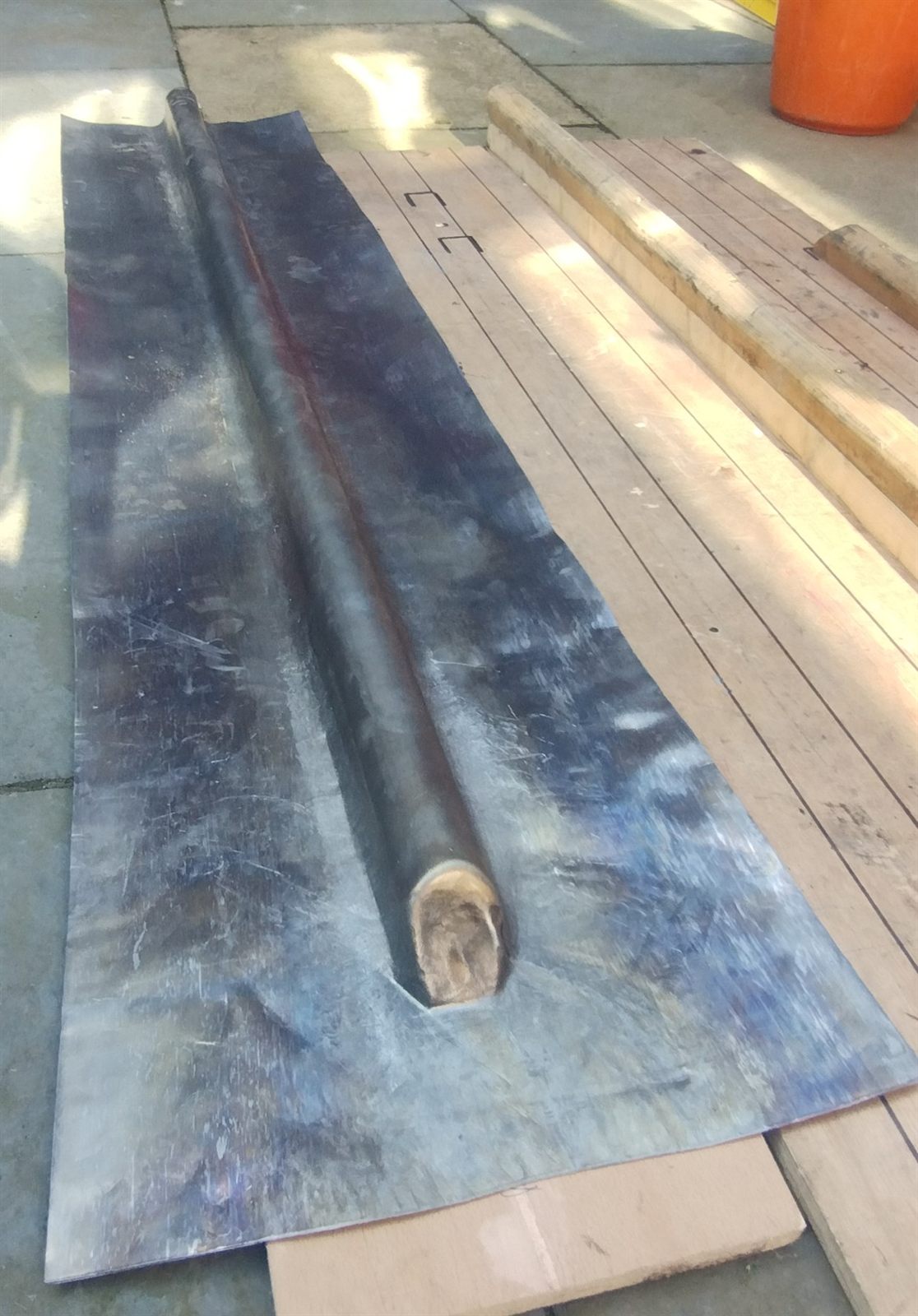 Lead cut and prepared — Sheet and roll measured and cut on the ground before it goes up — less time on the roof and a tidier job.